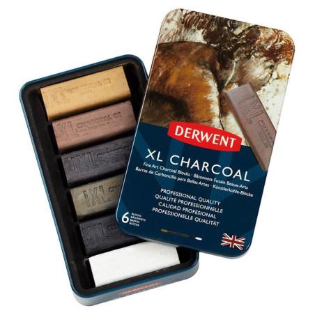 Derwent XL Charcoal Blocks 6pc Tin