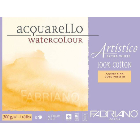 Fabriano Acquarello Artistico Block 300gsm 20 sheets 23 x 30.5cm (9 x 12")