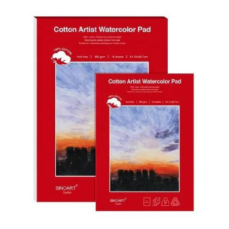 SinoArt Cotton Artist Watercolour Pad 300gsm 16 sheets 29,7 x 42cm A3