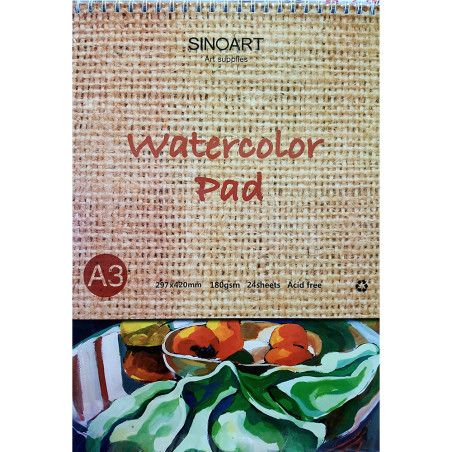 SinoArt Watercolour Pad 180gsm 24 sheets 297 x 420mm A3