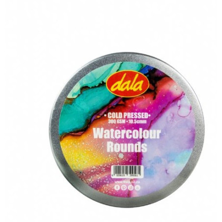 Dala Watercolour Paper Tin Round Cold-Pressed 300g 10.5cm 24pcs