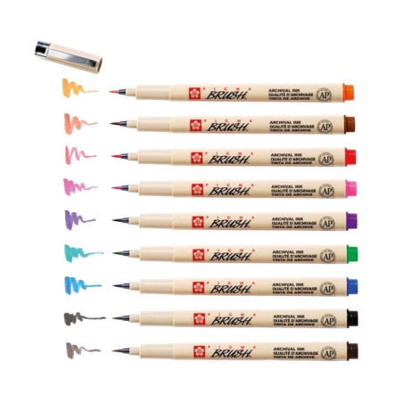 Sakura Pigma Brush Pens Set of 8 Colours