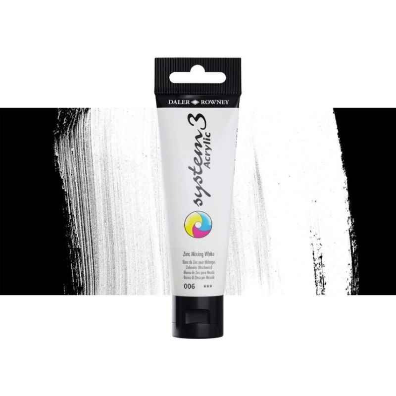 Daler Rowney System 3 Acrylic-59ml (006) Zinc Mixing White