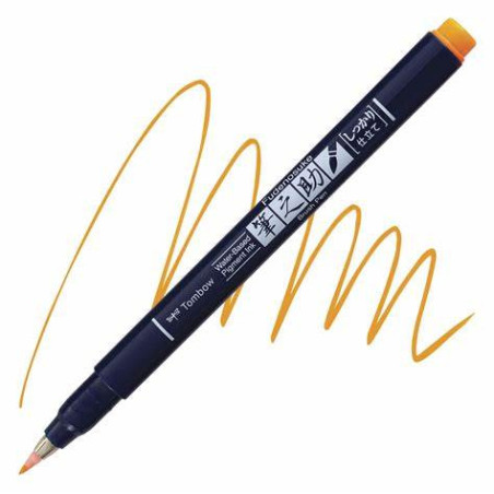 Tombow Fudenosuke Hard Tip Brush Pen Neon - Orange