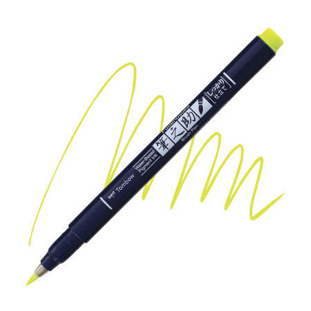 Tombow Fudenosuke Hard Tip Brush Pen Neon - Yellow