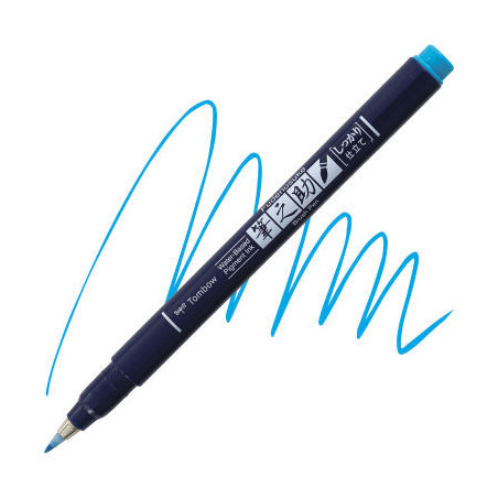 Tombow Fudenosuke Hard Tip Brush Pen Neon - Blue