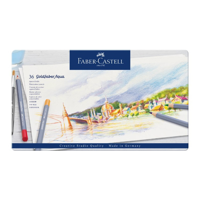 Faber Castell Goldfaber Aqua Watercolor Pencils, Tin of 36