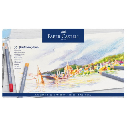 Faber Castell Goldfaber Aqua Watercolor Pencils, Tin of 36