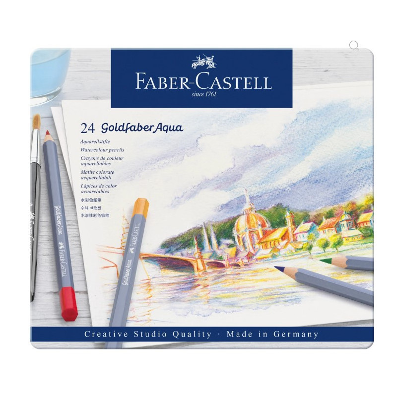 Faber Castell Goldfaber Aqua Watercolor Pencils, Tin of 24