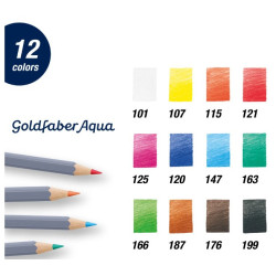 Faber Castell Goldfaber Aqua Watercolor Pencils, Tin of 12