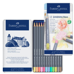 Faber Castell Goldfaber Aqua Watercolor Pencils, Pastels - Tin of 12