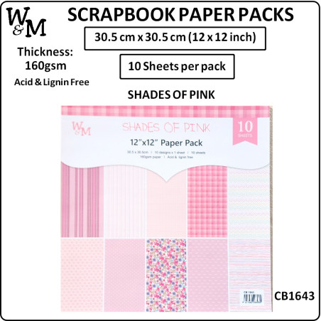 W&M 12x12 Paper Pack - Shades of Pink
