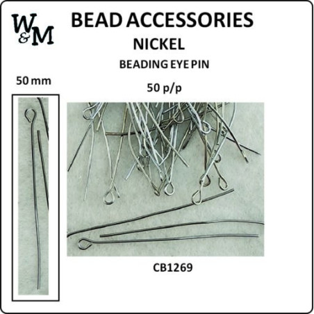 BEADING EYE PIN 50mm Nickel 50 p/pack