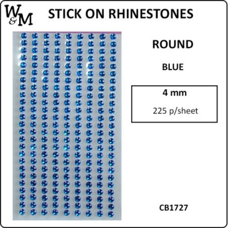 R/Stones Round Stick-On BLUE 4mm