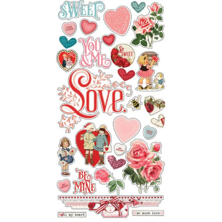 Simple Stories Simple Vintage My Valentine Chipboard Stickers