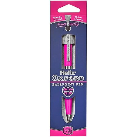 HELIX OXFORD Ballpoint Pen Medium Black Ink -Pink FREE GIFT BUNDLE