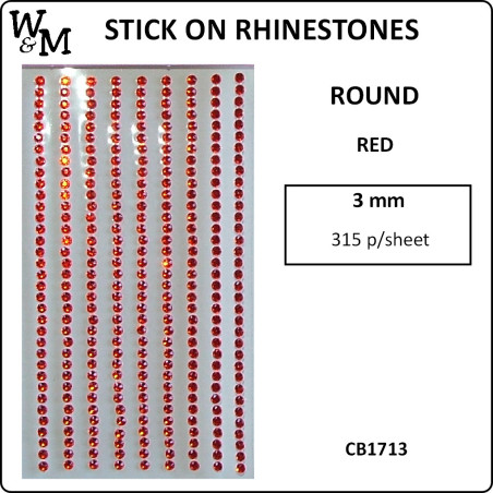 W&M Stick on Rhinestone Red 3mm