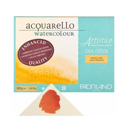Fabriano Artistico Watercolour Pad 300gsm, Cold Pressed, 25 sheets, 12.5 x 18cm 5x7"