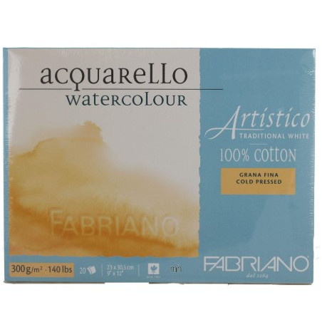 Fabriano Artistico Watercolour Pad 300gsm, Cold Pressed, 25 sheets, 23 x 30.5cm 9x12"