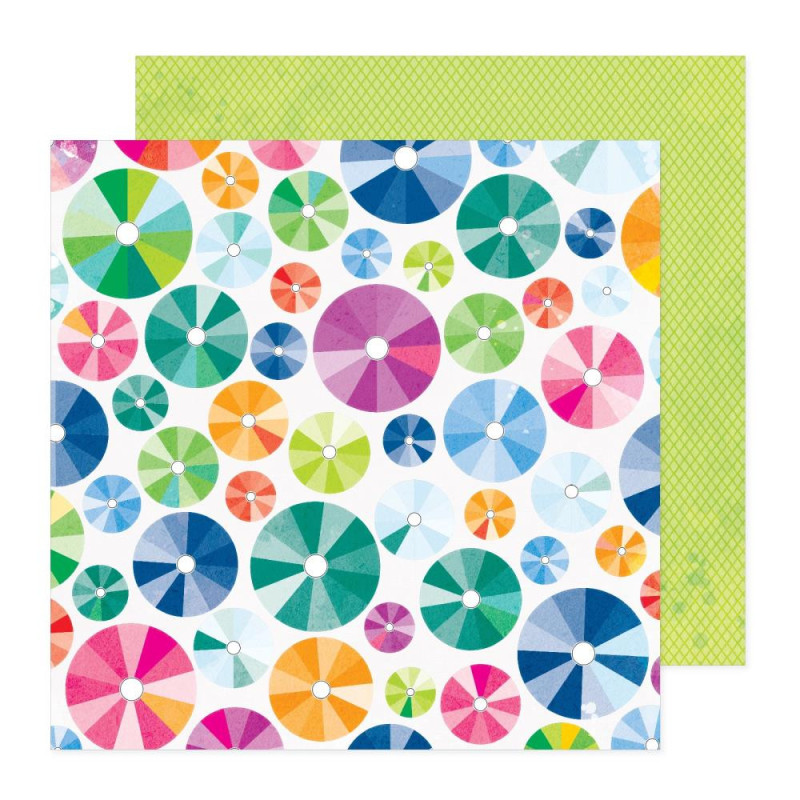 Vicki Boutin Bold and Bright 12 x 12 Scrapbook Paper - Spinning Wheels