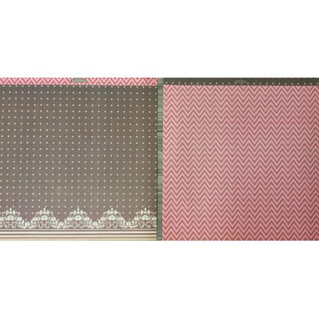 Prima Marketing 12x 12 Julie Nutting Butterfly Bliss Paper - Brown Dots/Pink Chevrons