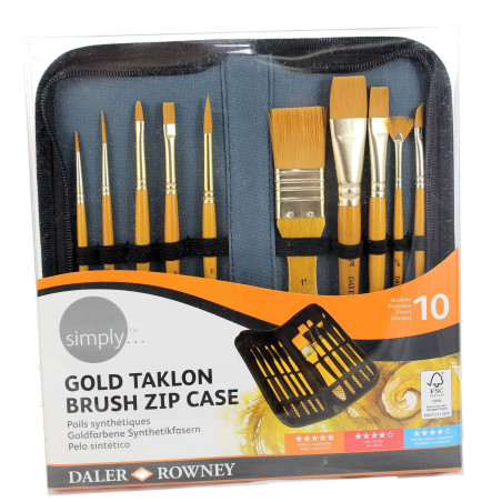 Daler Rowney Simple Acrylic Brushes Gold Taklon Synthetic Hair