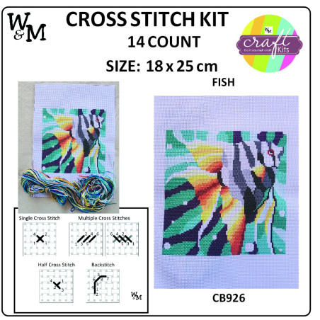 W&M Cross Stitch KIT FISH 14ct 18 x 25cm