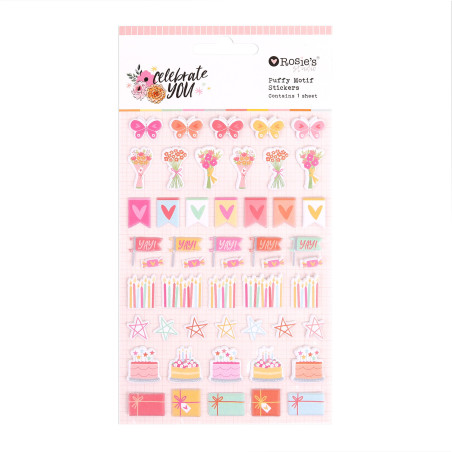 Rosies Studio Celebrate You Puffy Stickers Motifs