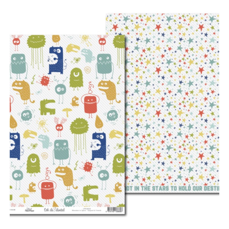Lady Pattern Scrapbook Paper 12 x 12 Monsters In Space - Gaspod&Friends
