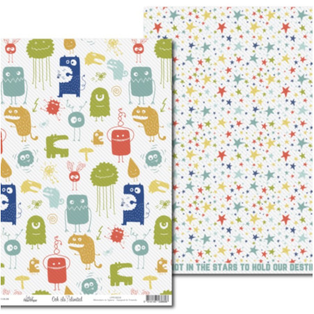 Lady Pattern Scrapbook Paper 12 x 12 Monsters In Space - Gaspod&Friends