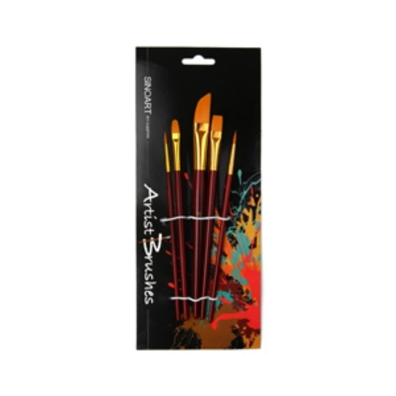 Sinoart Artist Nylon Brushes Set - Round,Angle, Flat