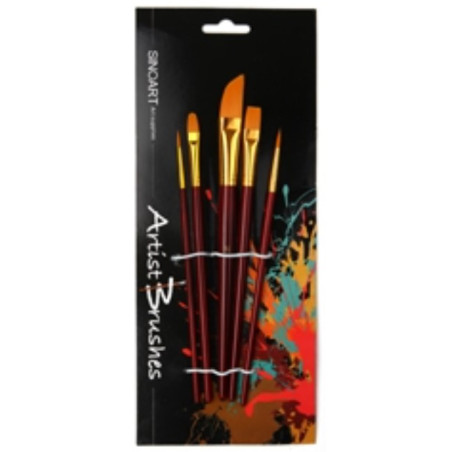 Sinoart Artist Nylon Brushes Set - Round,Angle, Flat