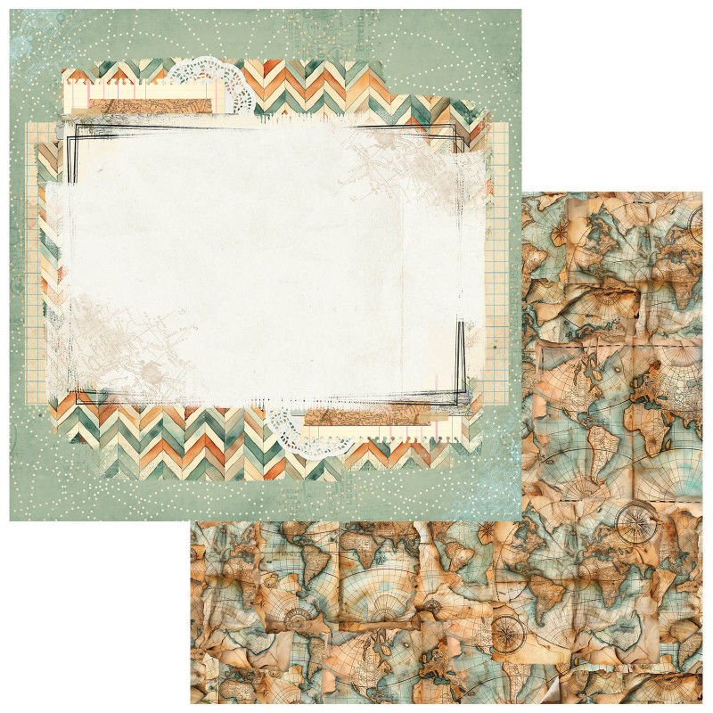49 and Market Wanderlust Explorer 12 x 12 Scrapbook Paper- Explorer Dairies