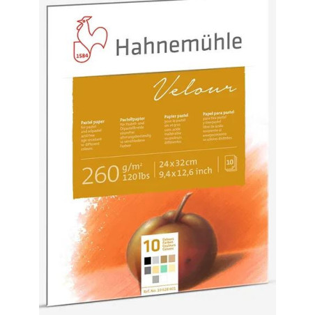 Hahnemuhle : Velour : Pastel Paper : 260gsm : 24x32cm : 10 Sheets : Mixed Colours