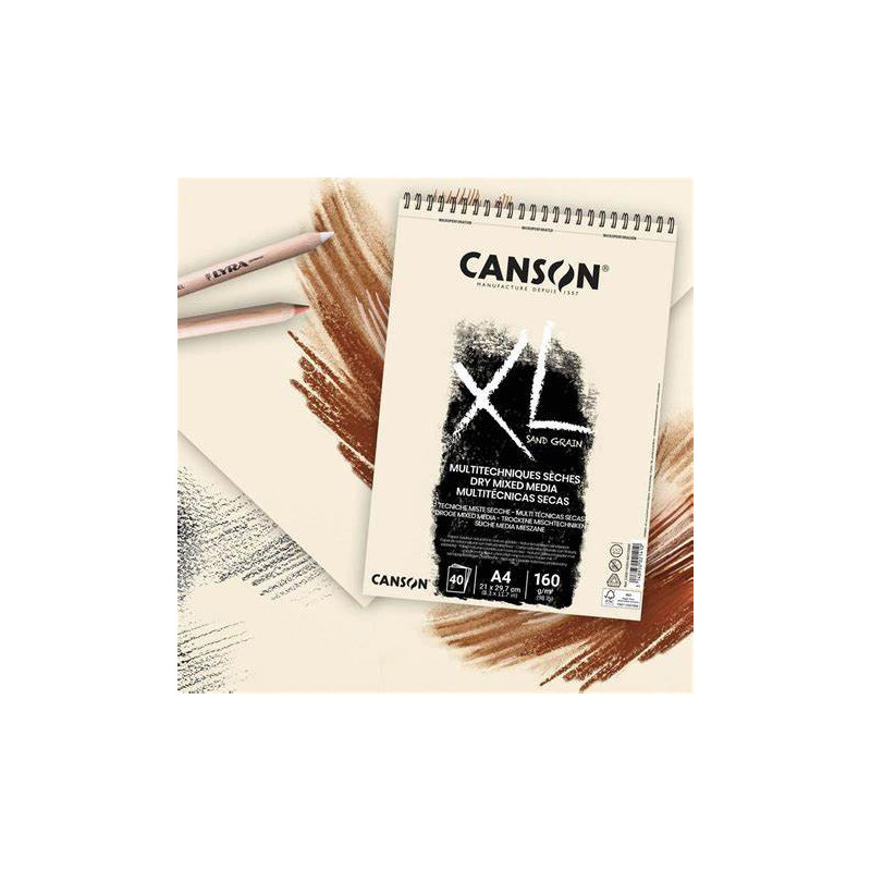 Canson XL A4 21 x 29.7cm 8.3 x 11.7" Sand Grain Pads 160gsm- Natural 40 Sheets