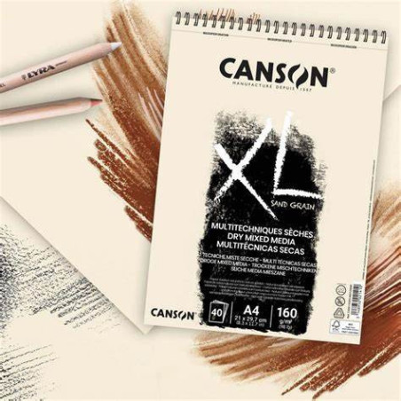 Canson XL A4 21 x 29.7cm 8.3 x 11.7" Sand Grain Pads 160gsm- Natural 40 Sheets