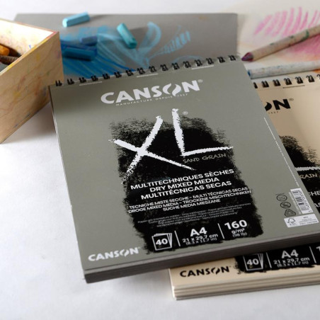 Canson XL A4 21 x 29.7cm 8.3 x 11.7" Sand Grain Pads 160gsm- Grey 40 Sheets