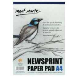 Monte Marte A4 Newsprint Paper Pad 100 Sheets 50gsm 2mm Backing Board