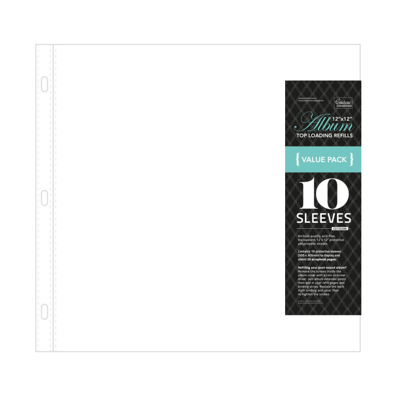 Couture Creations 12 X 12 Album Refill Sleeves - D-Ring and Postbound 10pcs