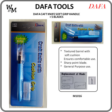 W&M Dafa Craft Knife Soft Grip Handle + 5 Blades