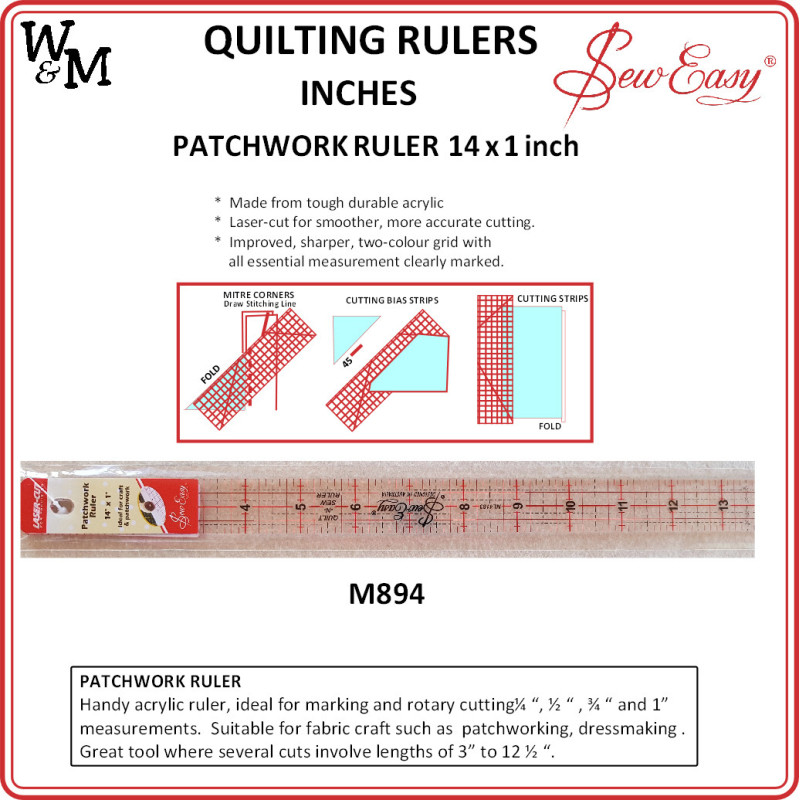 W&M Sew Easy Ruler 14 inch