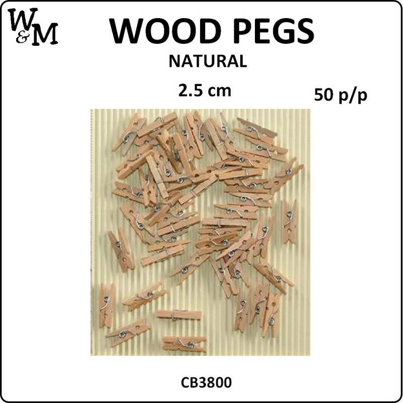 W&M Wood Pegs NATURAL 2.5 cm x 50 p/p