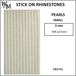 W&M Stick-on Rhinestones Small Pearls 3mm