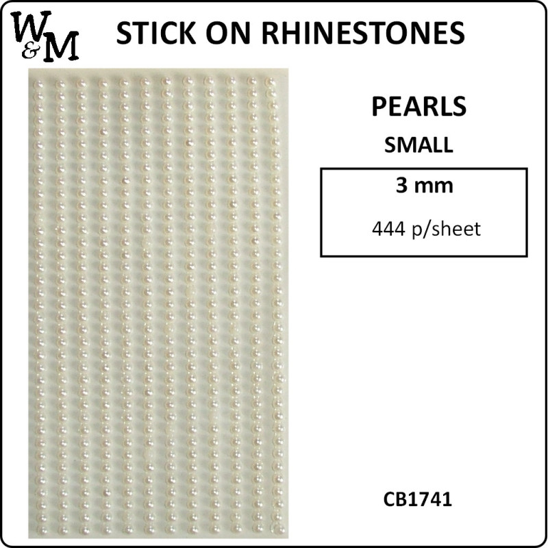 W&M Stick-on Rhinestones Small Pearls 3mm