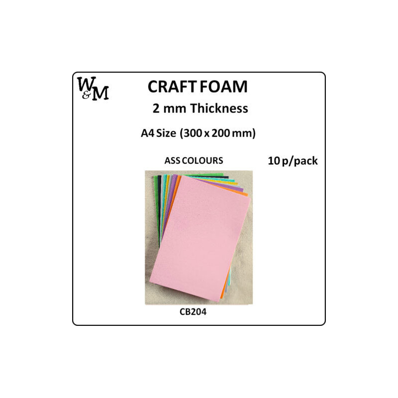 W&M Craft Foam Assorted A4 X 10pcs