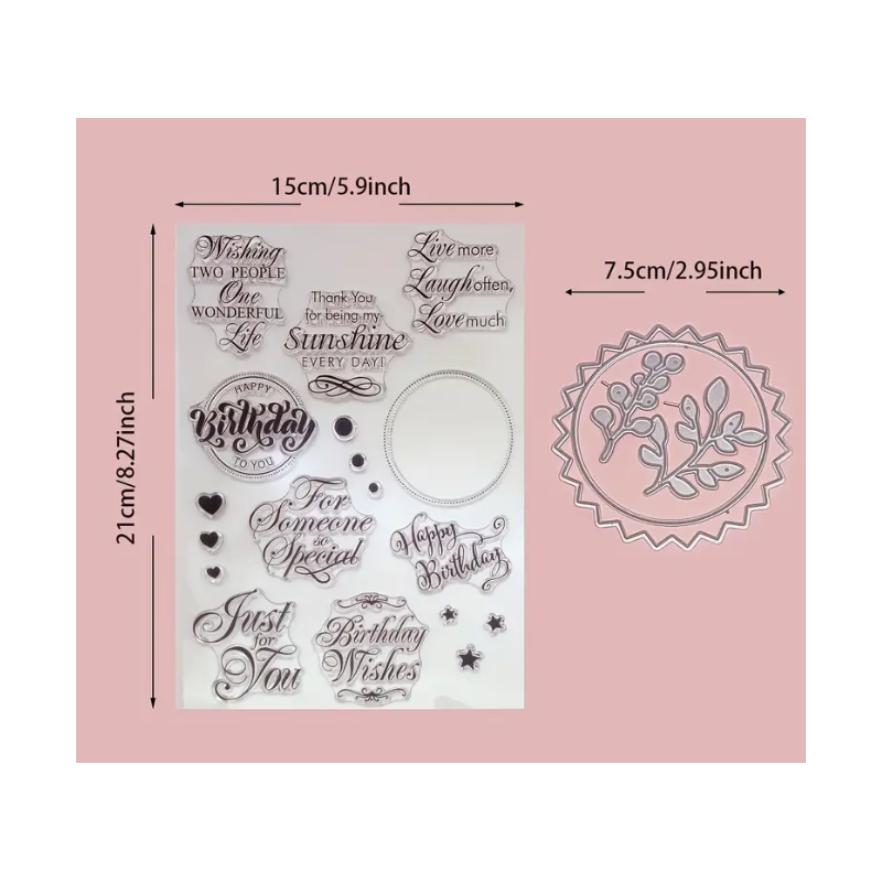 Scrapbook Studio Stamp + Cutting Die Set -Birthday Wishes