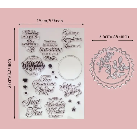 Scrapbook Studio Stamp + Cutting Die Set -Birthday Wishes