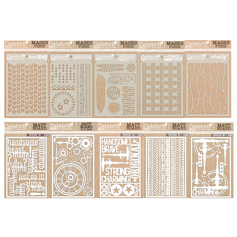 Celebr8 Chipboard & Stencil Bundle 1