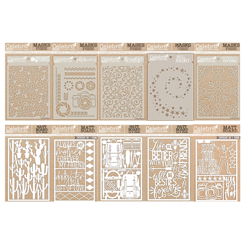 Celebr8 Chipboard & Stencil Bundle 2