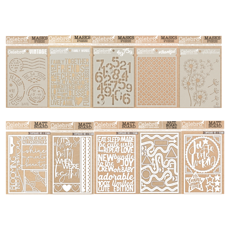 Celebr8 Chipboard & Stencil Bundle 3